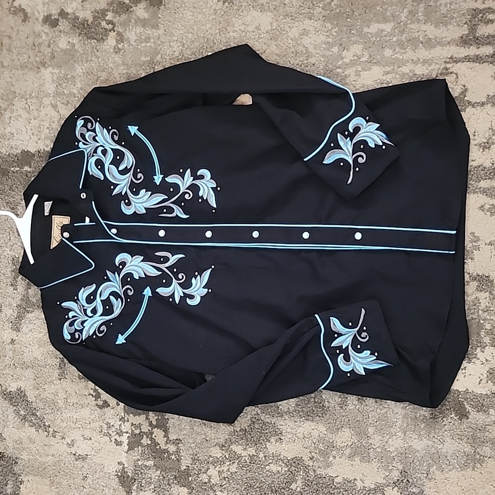 Scully Studded Embroidered Scroll Western Shirt